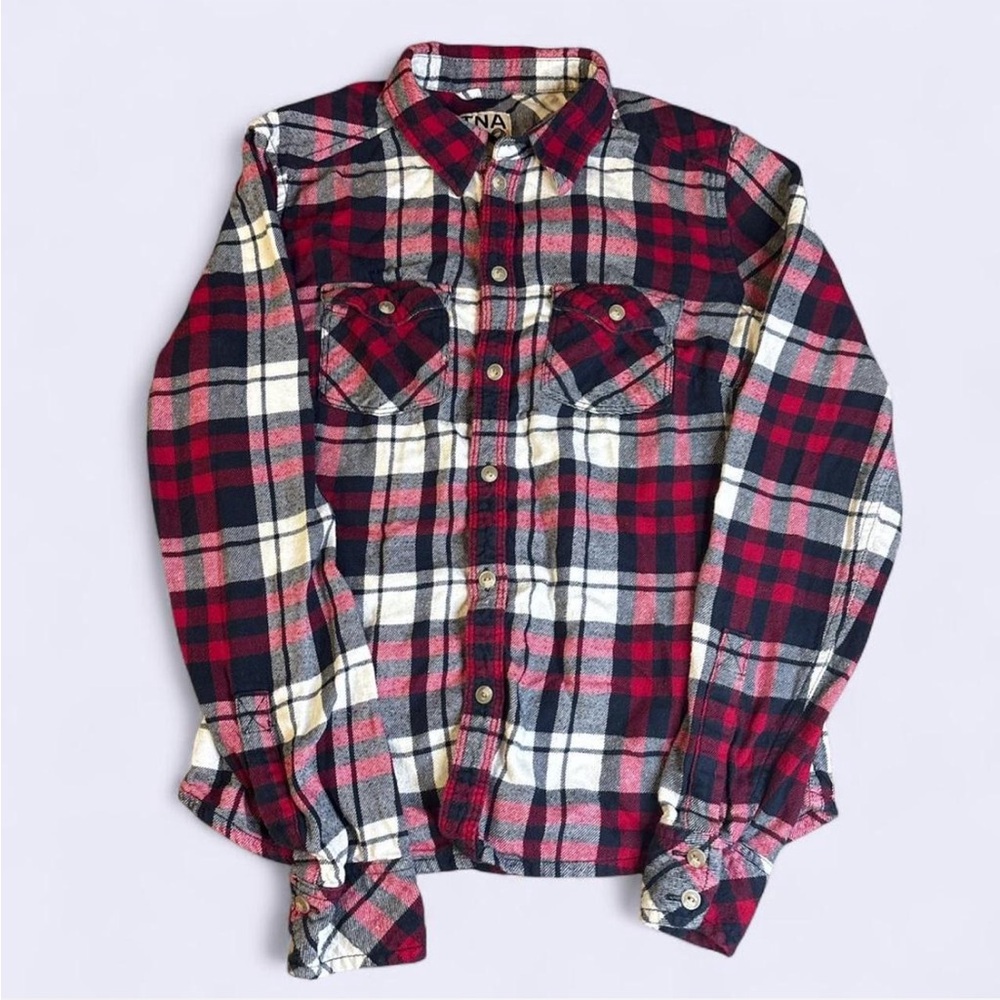 TNA (Aritzia) Women's Red & Black Plaid Flannel Shirt - Size XS